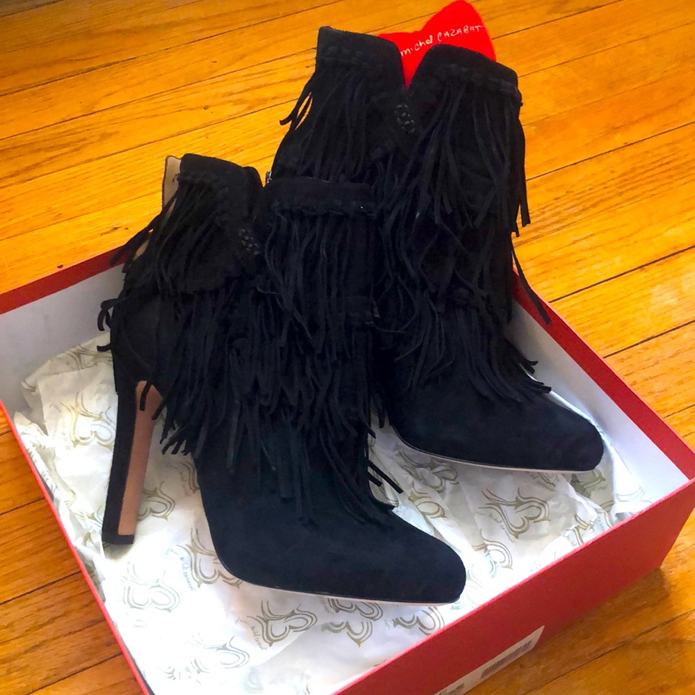 Jean Michel Cazabat suede fringe boot